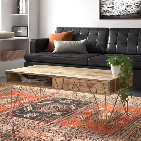 Modern Contemporary Long Narrow Coffee Table AllModern   Elisabeth Trestle Coffee Table 